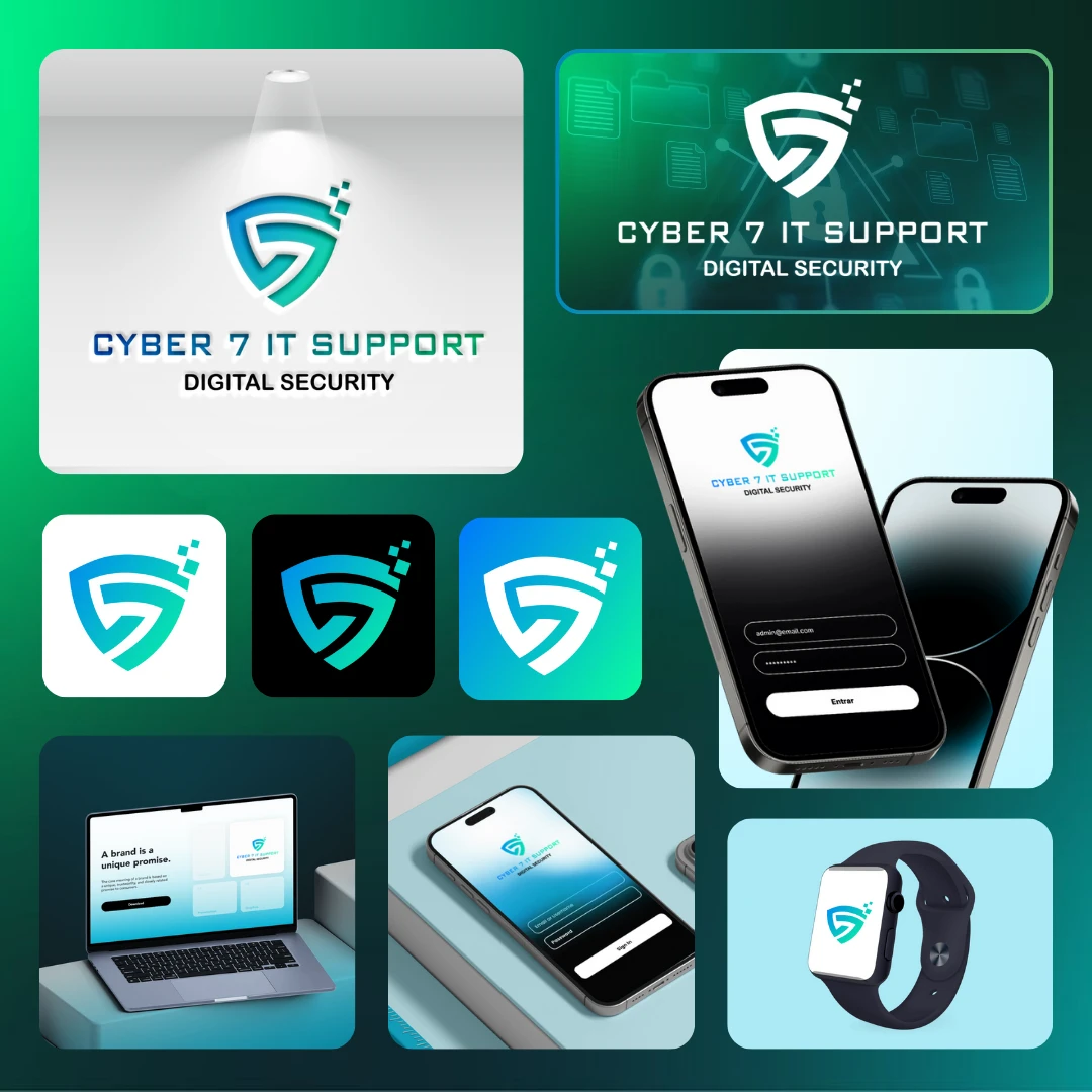 Cyber 7 IT Support Logo Branding Presentation