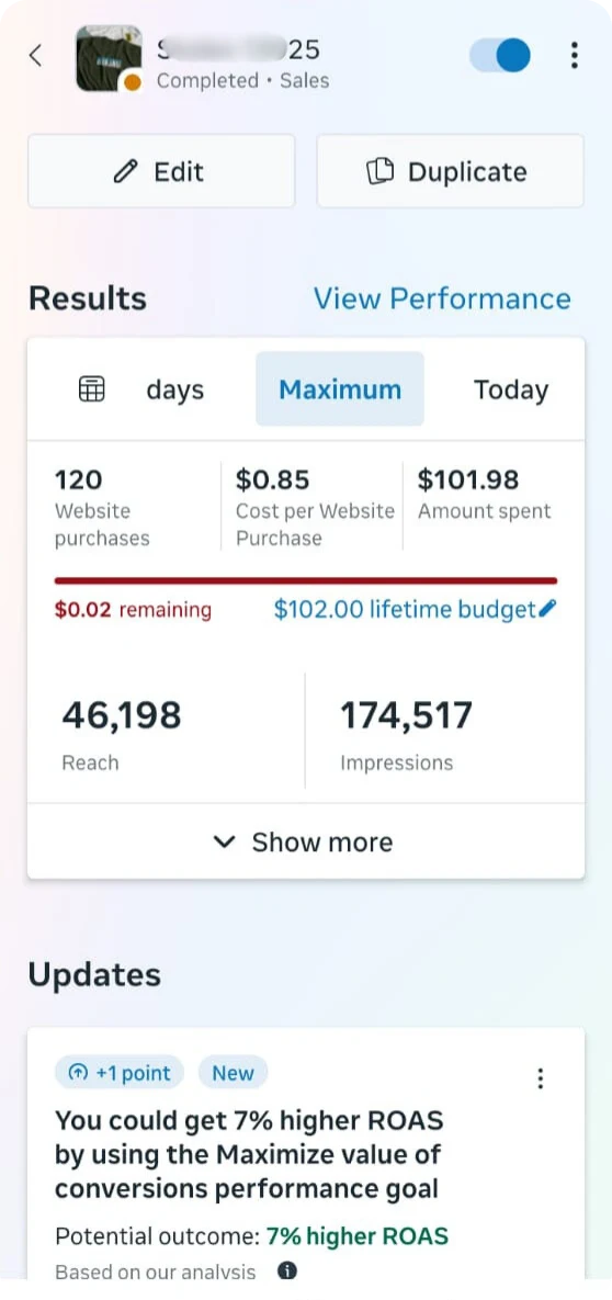 Facebook Ads Result 3
